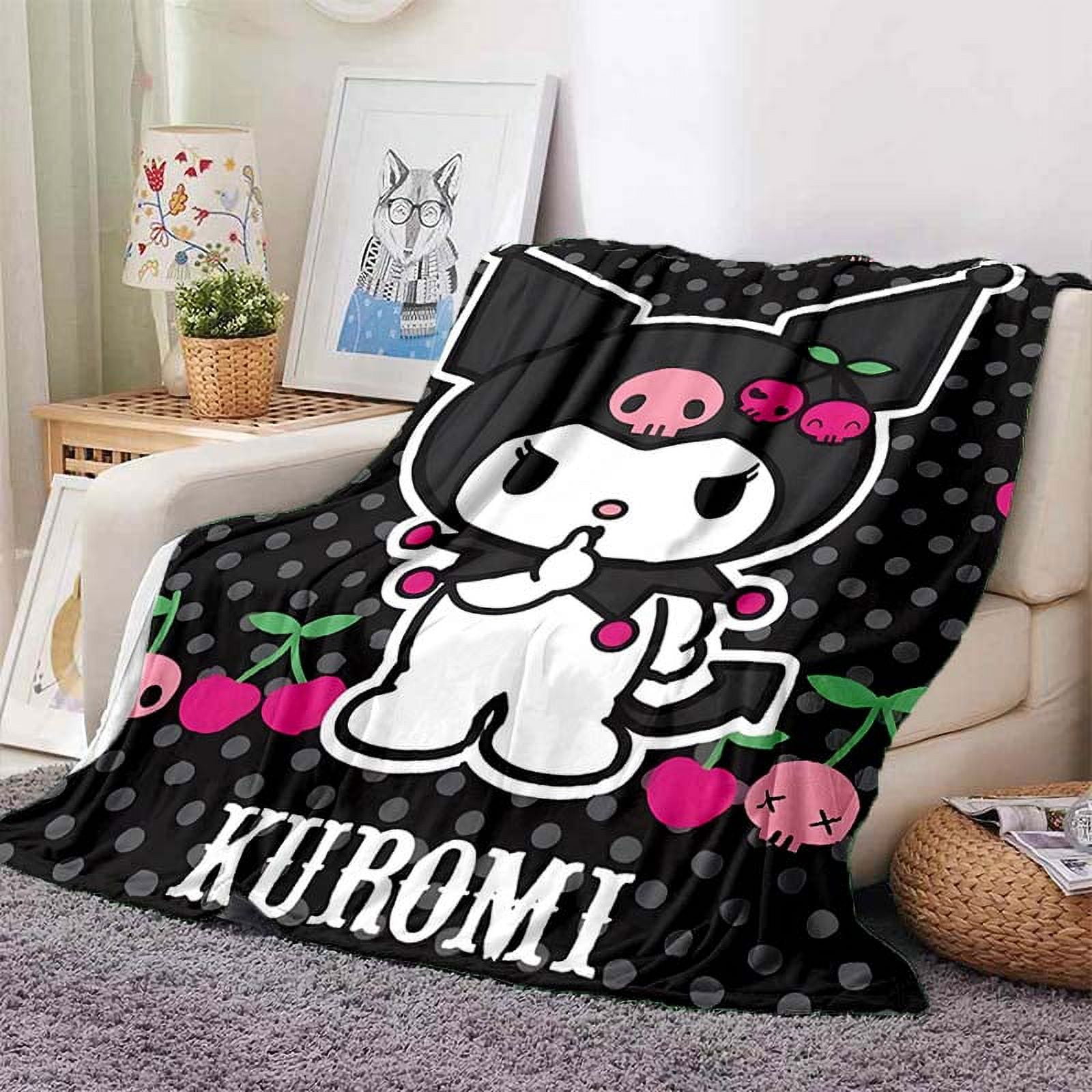 Kuromi Fashion Blanket for Sofa King Soft Flannel Throw Fluffy Bed