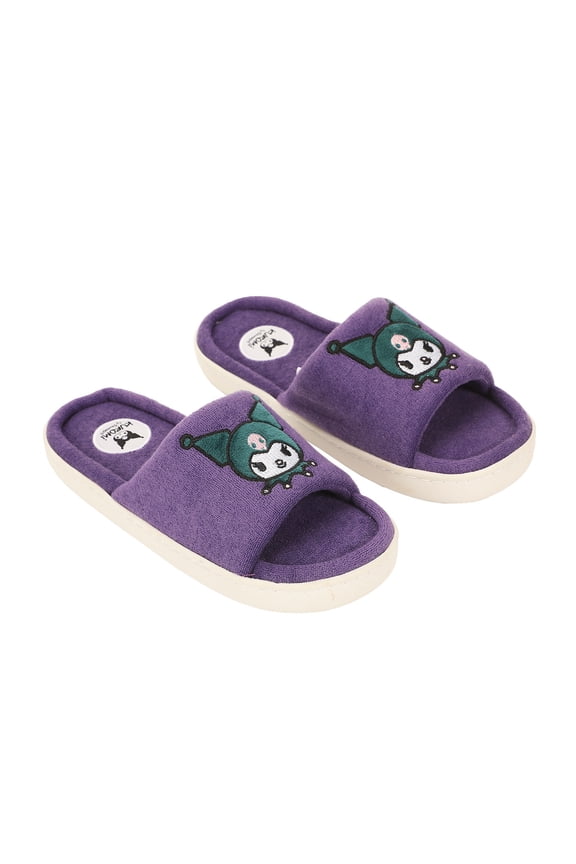 Kuromi Head Patch Women's Purple Open Toe Slipper-Large