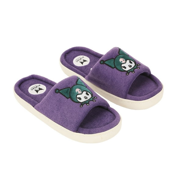Kuromi Head Patch Women's Purple Open Toe Slipper-Large