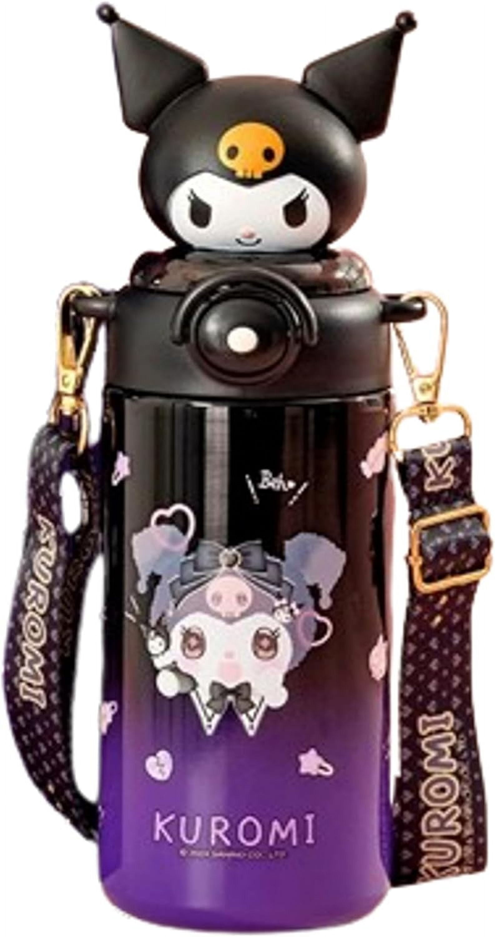 Kuromi Hello Kitty Cinnamoroll Water Bottle 600ml Melody Stainless Steel Insulated Water Bottle (Straw) with Strap