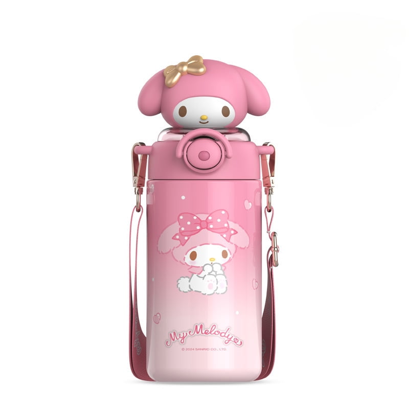 Kuromi Hello Kitty Cinnamoroll Water Bottle 600ml Melody Stainless Steel Insulated Water Bottle (Straw) with Strap