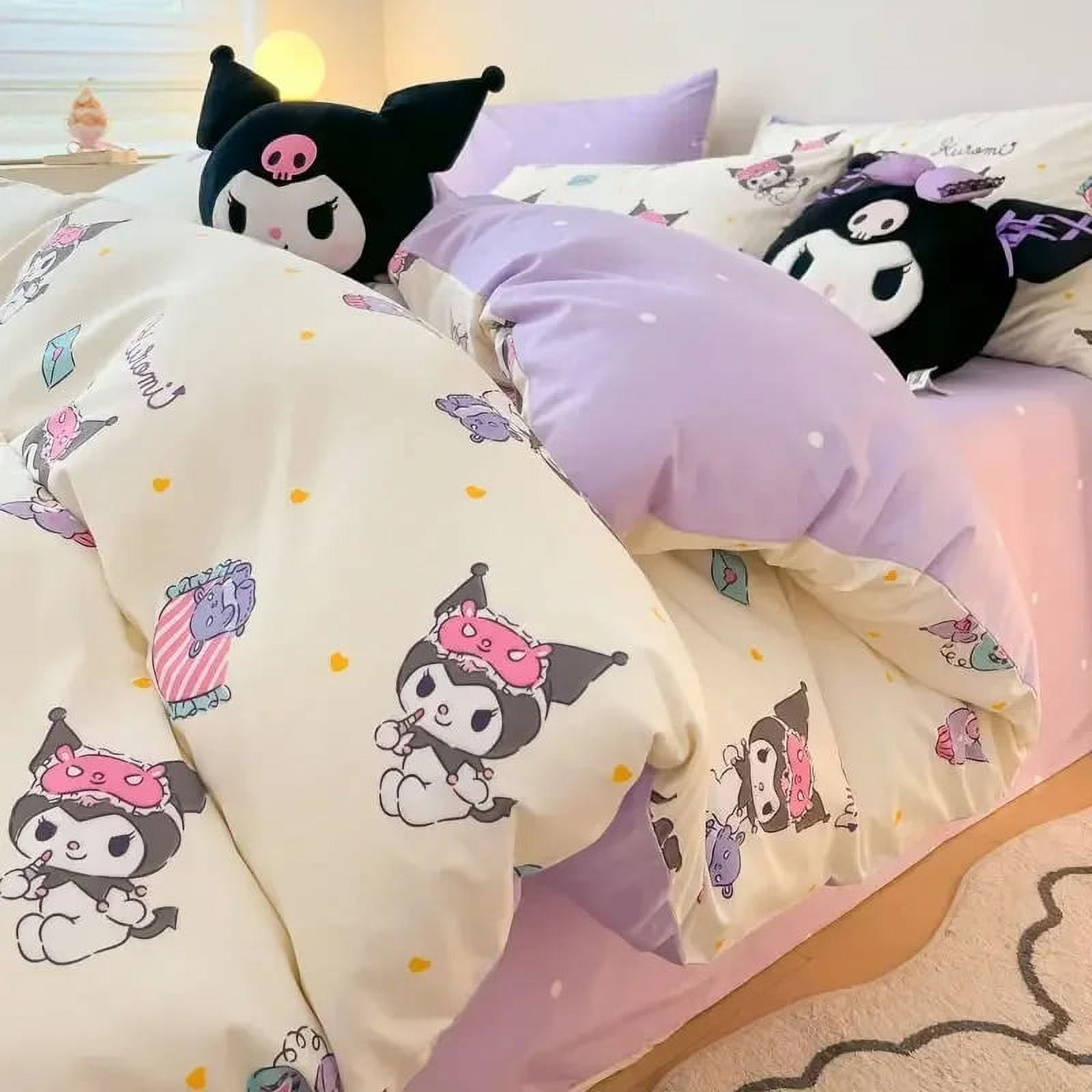 Kuromi Hello kitty pure cotton bedding three-piece set Sanrio My melody ...