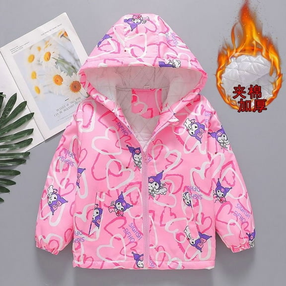 Kuromi Hooded Coats Autumn Winter Cotton Jackets Spring Casual Fashion Outerwear Windbreaker