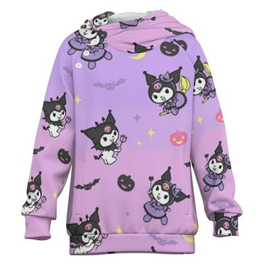 Kuromi Kids Pullover Hoodie Raglan Long Sleeve Sweatshirt Fashion Casual Sweater Jacket 6-7Y