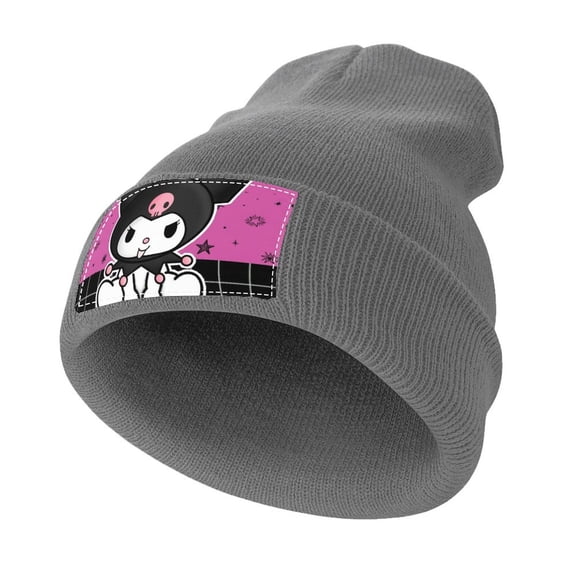 Kuromi Knit Beanie Hats for Men Women Unisex Cuffed Watch Cap Beanie Warm Casual Skull Cap Winter