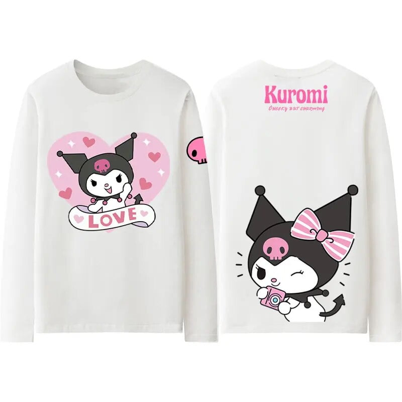 Kuromi Kuromi Joint Long Sleeve T-shirt Women 2024 New Sanrio Top Girls ...