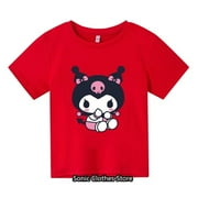 Kuromi Lolita Children T-shirt New Y2k Kawaii Sanrio Anime T Shirts Cinnamoroll Women Cartoons Casual Clothes Kid Girl Boy Tops