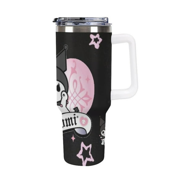 Kuromi And My Melody 40 Oz Tumbler with Handle And Straw, Vacuum Insulated Stainless Steel Double Wall Water Bottle Travel Coffee Mug, Gifts for Women Boys Girls