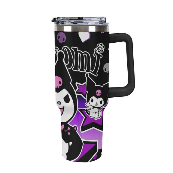 Kuromi And My Melody 40 Oz Tumbler with Handle And Straw, Vacuum Insulated Stainless Steel Double Wall Water Bottle Travel Coffee Mug, Gifts for Women Boys Girls