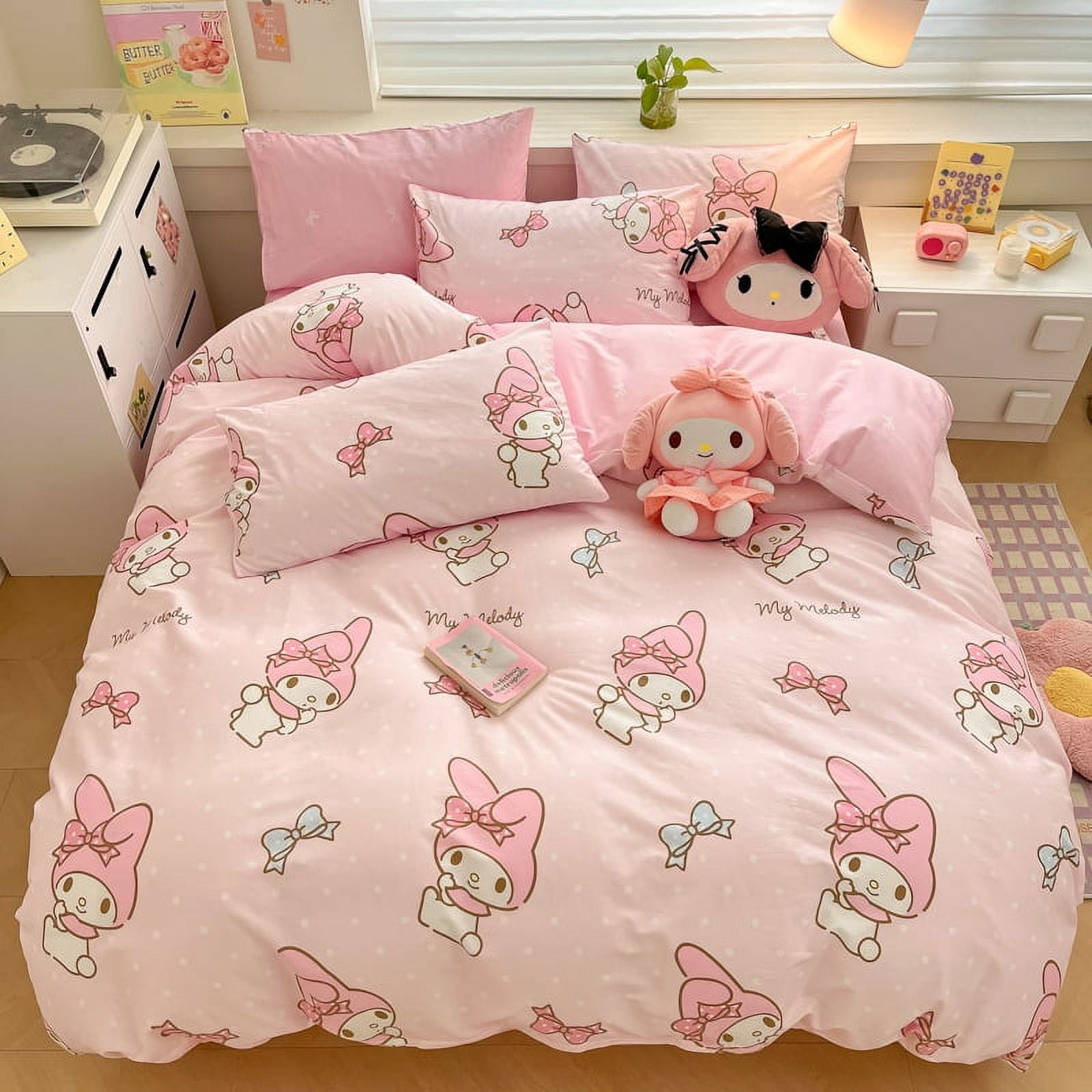 Kuromi Melody Cartoon Duvet Cover Hello Kitty Cinnamoroll Bedding Set ...