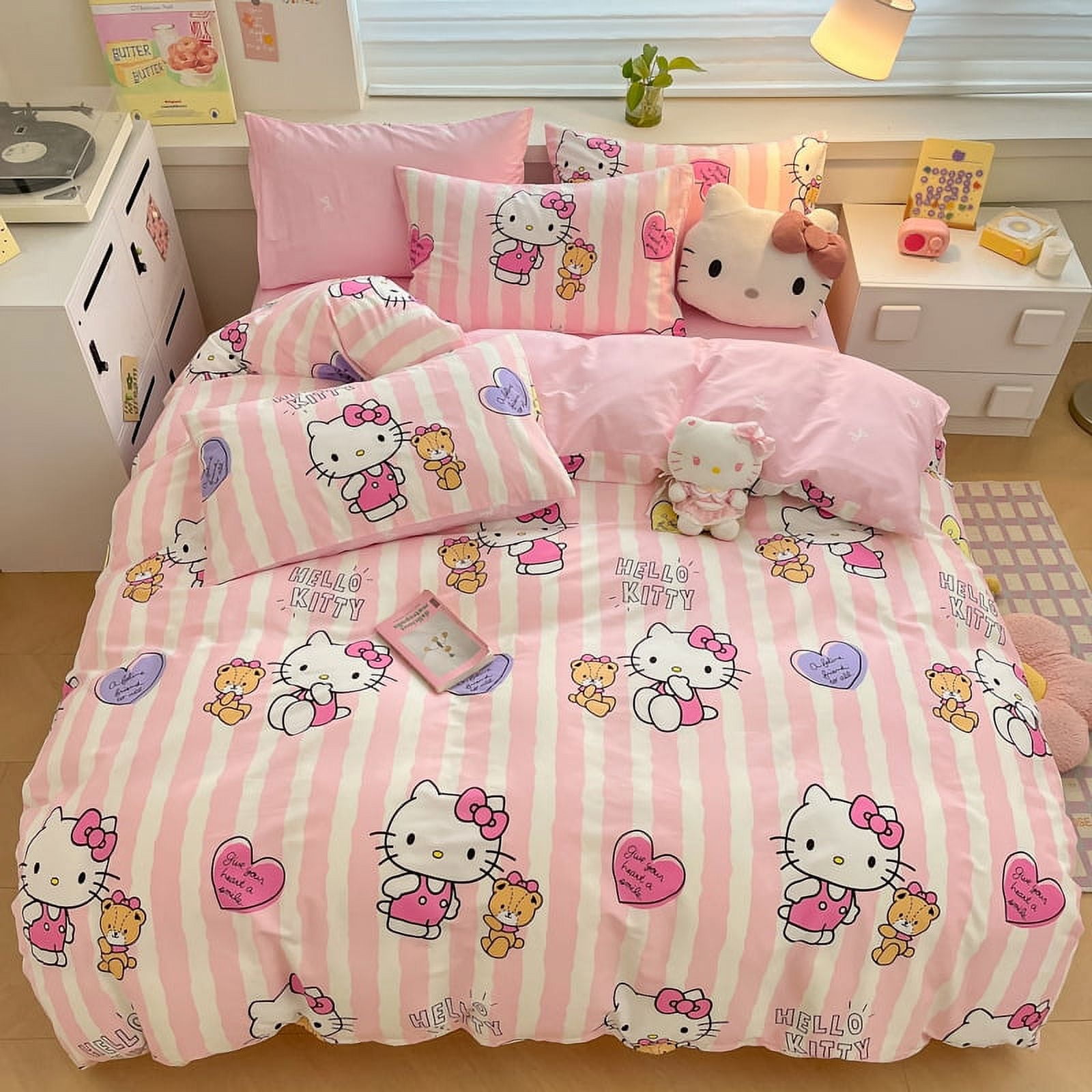 Kuromi Melody Cartoon Duvet Cover Hello Kitty Cinnamoroll Bedding Set Student Dormitory Cute ...