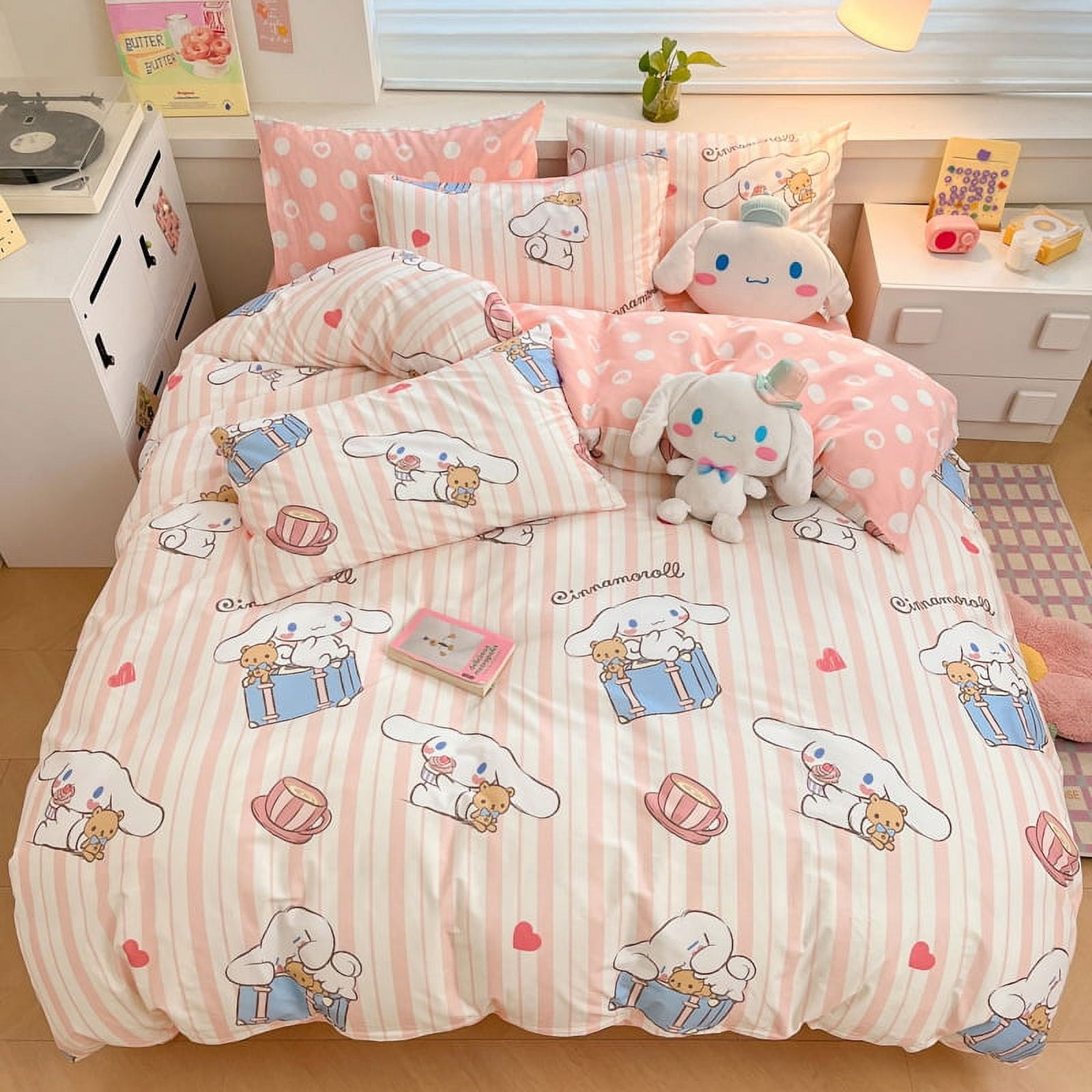 Kuromi Melody Cartoon Duvet Cover Hello Kitty Cinnamoroll Bedding Set Student Dormitory Cute ...