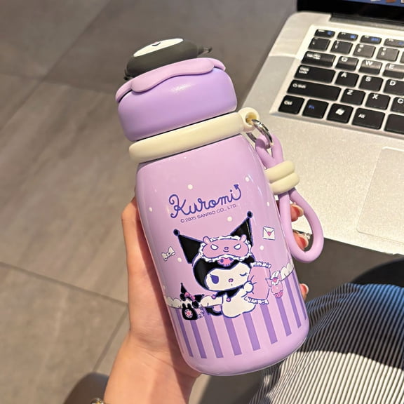 Kuromi Melody Cinnamoroll Cute Sanrio Family Series Stainless Steel 316 Water Cup Milk Cup Double Drink Warm-keeping Cup Straw Cup Adjustable Cup Rope  Convenient Silicone Straw Water Cup