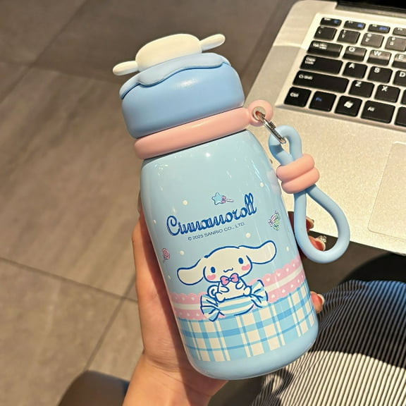 Kuromi Melody Cinnamoroll Cute Sanrio Family Series Stainless Steel 316 Water Cup Milk Cup Double Drink Warm-keeping Cup Straw Cup Adjustable Cup Rope Convenient Silicone Straw Water Cup