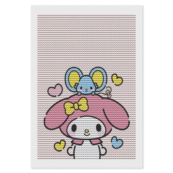 Kuromi And My Melody Diamond Art Kits for Adults 5D Diamond Art Kit Paint by Number for Beginners, DIY Paint with Round Full Drill Diamonds Gem Art for Home Wall Decor Gift