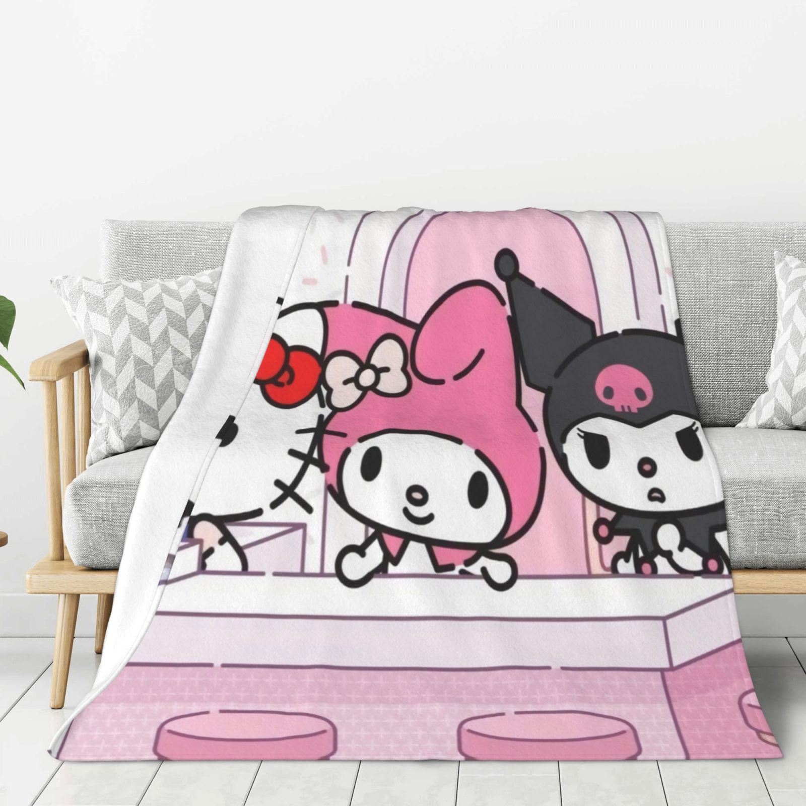 Kuromi Melody Hello Kitty Blanket,Throw Blanket for Kids and Adults