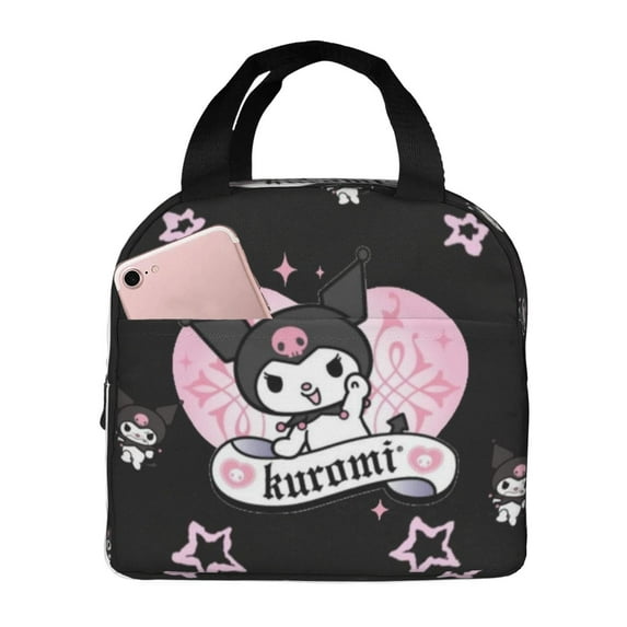Kuromi And My Melody Lunch Bag, Insulated Lunch Bag for Women Men Lunch Box Container Bag Reusable Lunch Tote Bag for Office, Work, Beach, Travel, Picnic