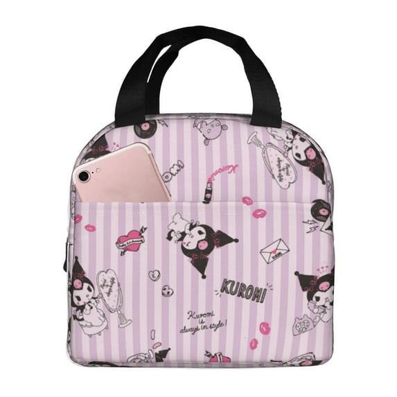 Kuromi And My Melody Lunch Bag, Insulated Lunch Bag for Women Men Lunch Box Container Bag Reusable Lunch Tote Bag for Office, Work, Beach, Travel, Picnic