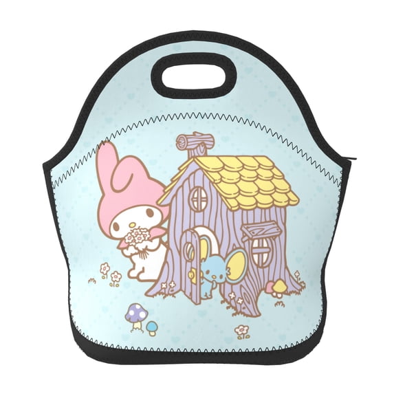 Kuromi and My Melody Neoprene Lunch Bag, Insulated Lunch Bag for Women Men Lunch Box Container Bag Reusable Lunch Tote Bag for Office, Work, Beach, Travel, Picnic
