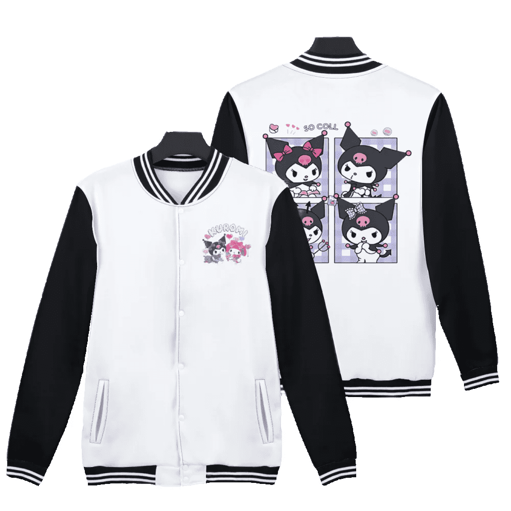 Kuromi Merch Button Jacket Baseball Bomber Jacket Kawaii Sweatshirt ...