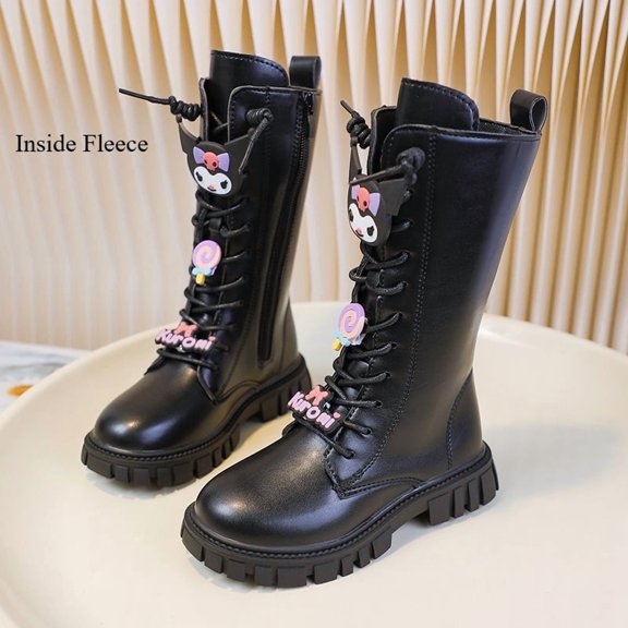 Kuromi My MLD Fleece-Lined Martin Boots Knee-High Boots High-Top Boots for Autumn and Winter New Year's Gift Size 27-37