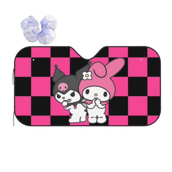 Kuromi & My Melody Car Windshield Sunshades Car Sun Shade Car Sun Visor For Uv Rays & Sun Heat Protection Small