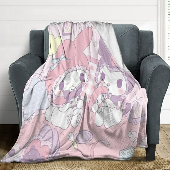 Kuromi & My Melody Flannel Blankets Soft Plush Throw Blanket Fuzzy Cozy Luxury Air Conditioner Blanket for Bedroom Sofa 30"x40"
