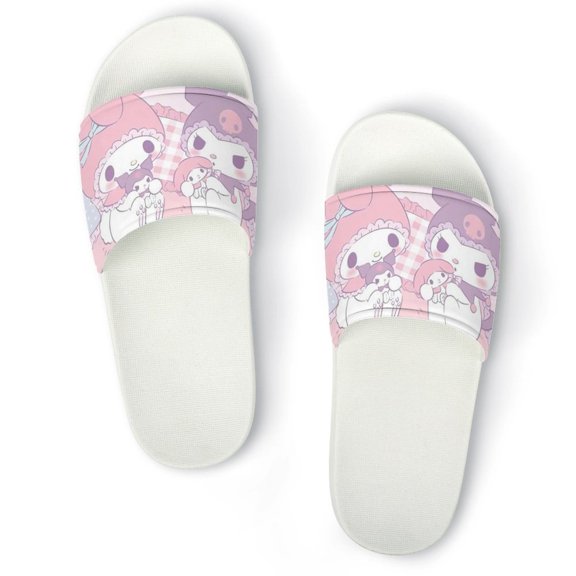 Kuromi & My Melody Home Slippers Non Slip Bathroom Open Toe Shoes Lightweight Slide Slippers Sandals 38(240mm)