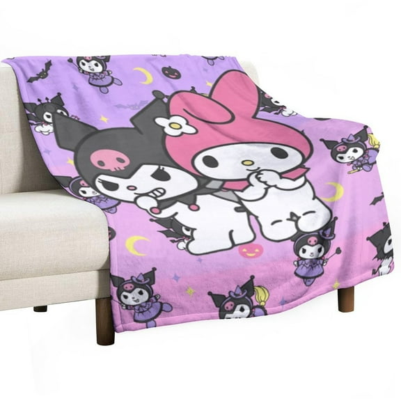 Kuromi & My Melody Super Soft Flannel Blanket Lightweight Air Conditioning Blanket Comfortable Quilt for Adults Kids
