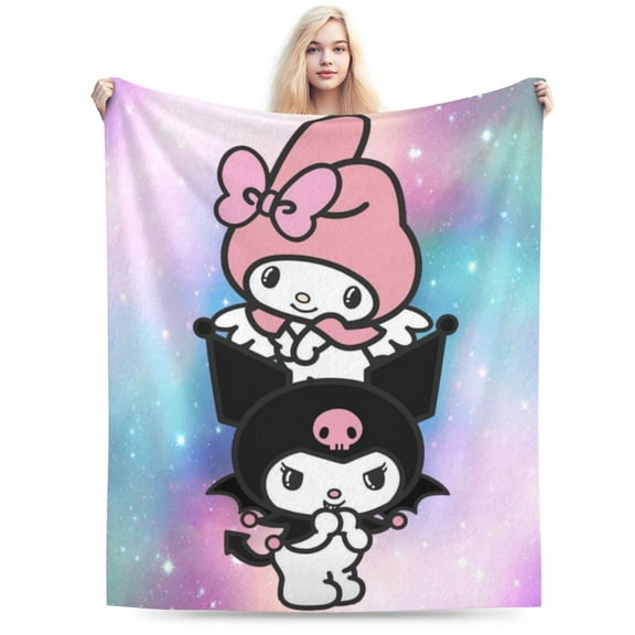 Kuromi & My Melody Ultra-Soft Micro Fleece Blanket Plush Fuzzy Cozy Bed Blankets Lightweight Reversible Air Conditioner Quilt 40"X30"