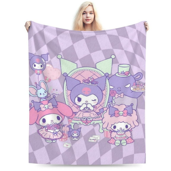 Kuromi & My Melody Ultra-Soft Micro Fleece Blanket Plush Fuzzy Cozy Bed Blankets Lightweight Reversible Air Conditioner Quilt 40"X30"