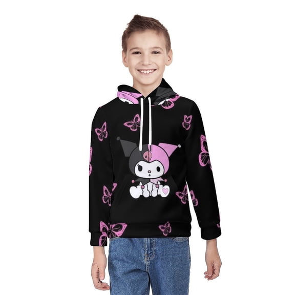 Kuromi & My Melody Unisex Sweater Boys Girls Sweatshirt 3D Printed Pullover Hoodies Casual Hooded Sweatshirt Jacket L