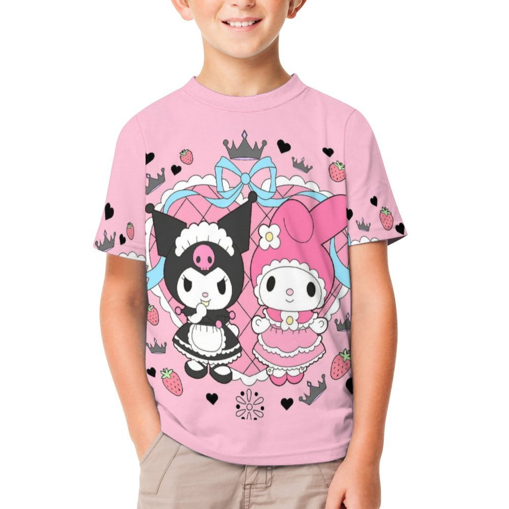 Kuromi \u0026 My Melody Unisex T-Shirt for Boys Girls Short Sleeve Sports Top  Breathable Blouse 3D Prints Tee Shirts Casual Children Clothing 120CM -  Walmart.com