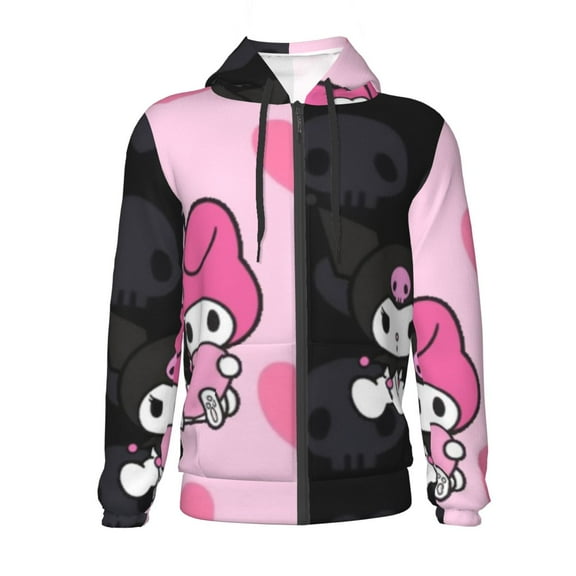 Kuromi & My Melody Youth Hoodies Teenage Zipper Sweatshirt Winter Jackets 3D Printing Coats Activewear For Kids Small