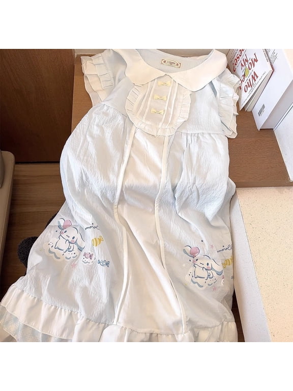 Kuromi Pajamas Dress Cloud Cotton Youthful Summer Outdoor Cute Cartoon Flying Sleeves