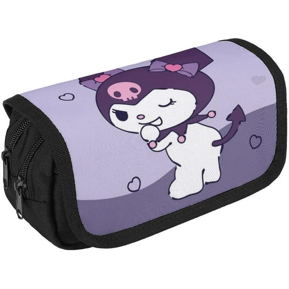 Kuromi Pencil Case,Pencil Pouch,Big Pencil Bag Pouch Box Organizer Pen Case,Portable Journaling Supplies with Easy Grip Handle & Loop,Aesthetic Supply for Women Men