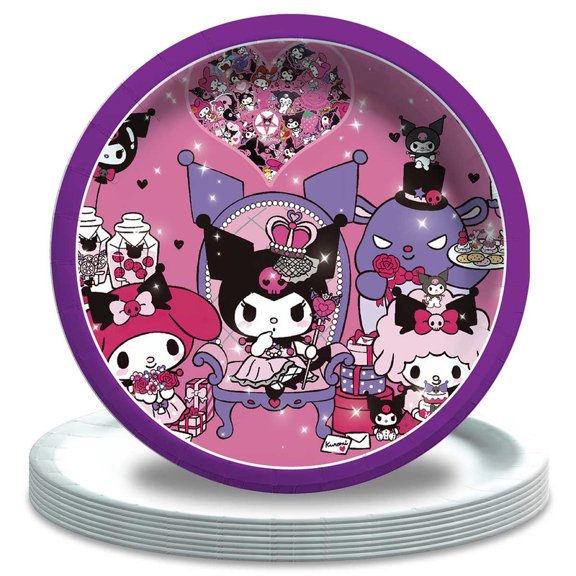 Kuromi Paper Plates Birthday Decorations Party Supplies Tableware Disposable Dinnerware