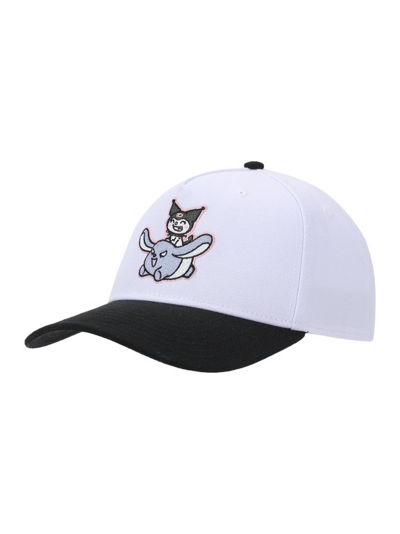 Kuromi Riding Baku Adult White & Black Snapback Hat