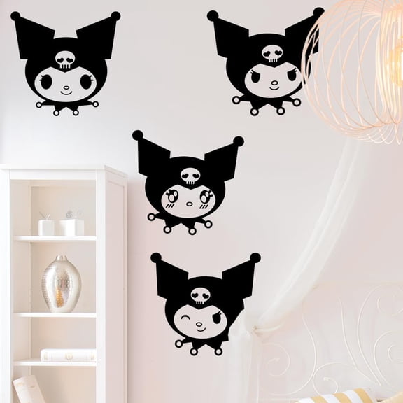 Kuromi Room Decor Wall Art Decal Stickers for Girls - 8" x 8" - Kawaii Anime Sanrio Hello Kitty Cutecore Design Decoration for Home Kids Bedroom Gaming Room Playroom Comics Trendy Cool Fun
