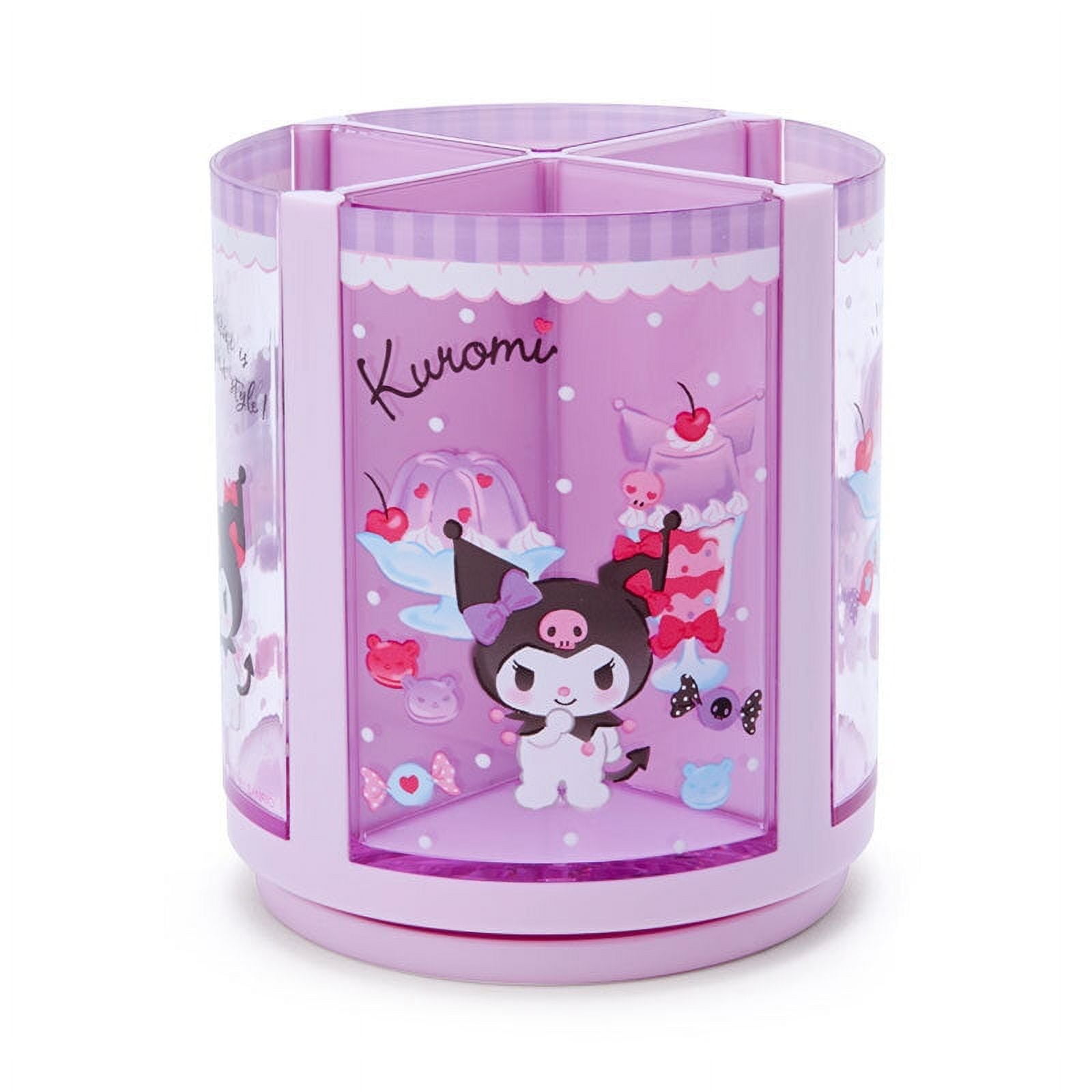 Kuromi Pink Rotating Plastic Pen Holder with Removable Compartments