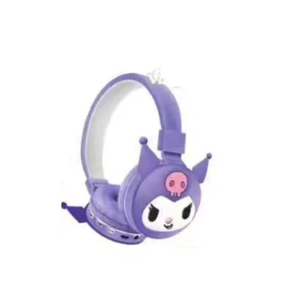 Kuromi Sanrio Bluetooth Headphone Wireless Headsets with Mic Foldable Lightweight Earphone for Phones Laptop Cartoon
