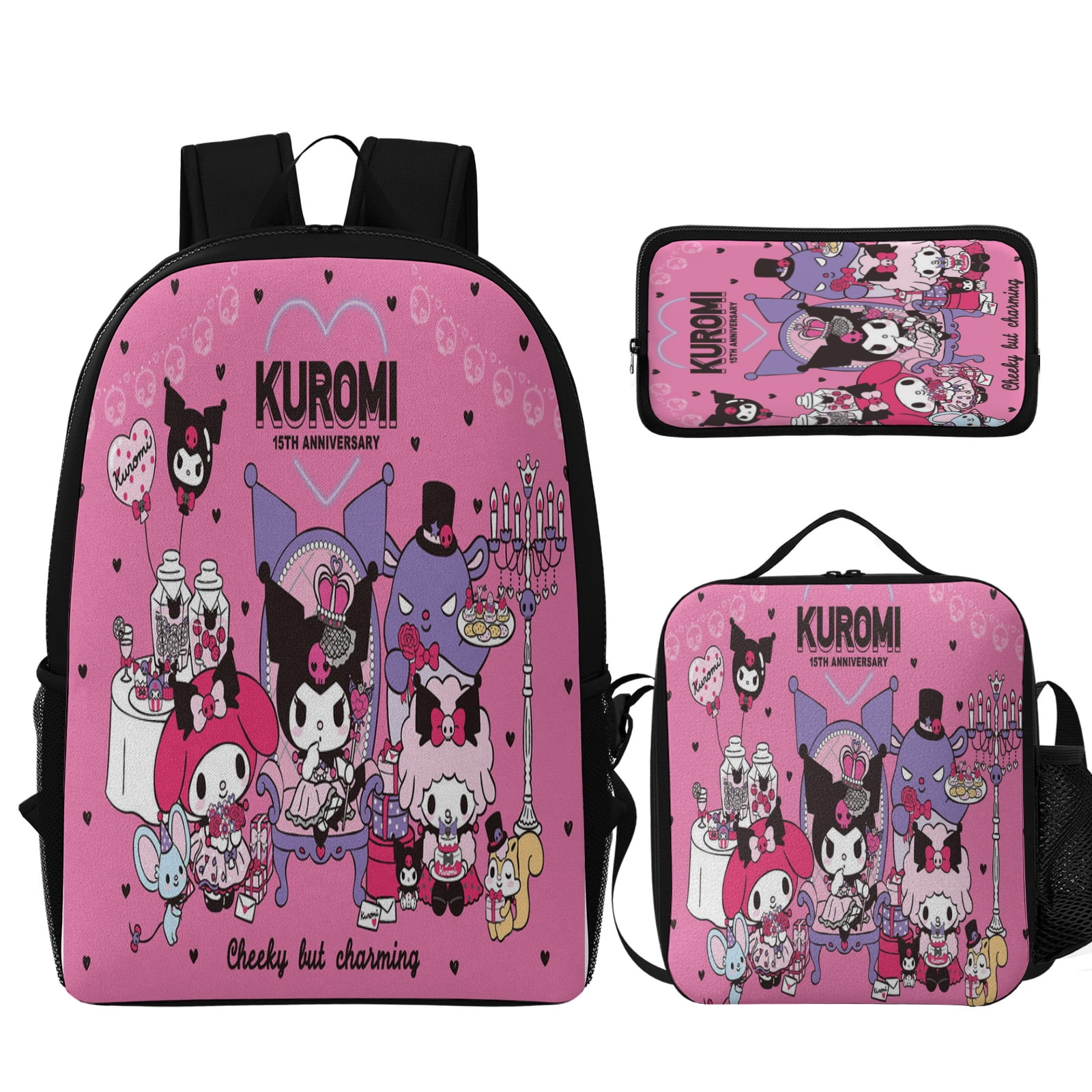 Kuromi Shoulder bag diagonal lunch bag pencil case set 3 Piece Backpack ...