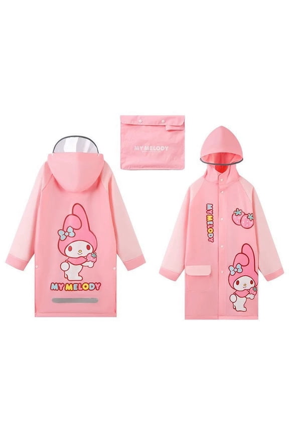 Kuromi & Skull Hooded Rain Coat Jacket Poncho Outwear for Girls Kids Children