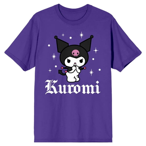 Kuromi Stars Men's Purple Crew Neck Short Sleeve T-shirt-Medium