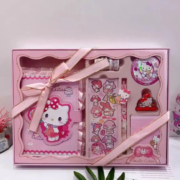 Kuromi Stationery Gift Box, Lace Notebook Stickers Pen Tape Badge Set Gift