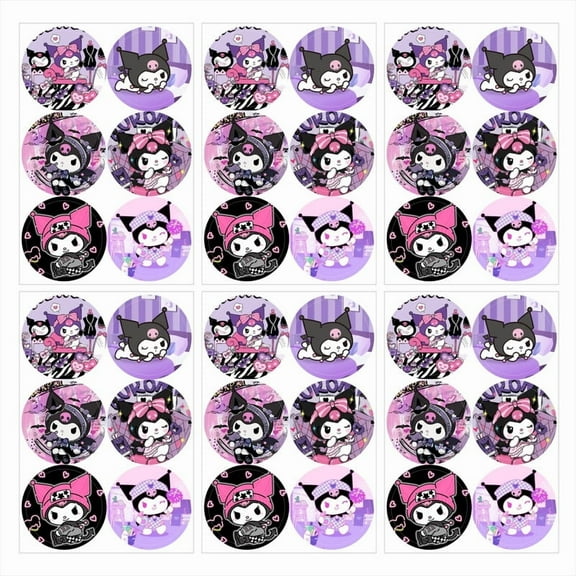 Kuromi Stickers Party Favors Labels Birthday Thank You Themed Round Circle Baby Shower 60pcs