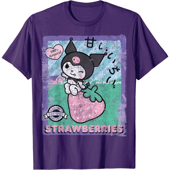 Kuromi Strawberry Picking Strawberries Farm DTG Print Unisex T-Shirt