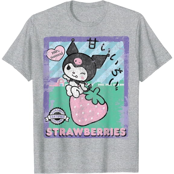 Kuromi Strawberry Picking Strawberries Farm DTG Print Unisex T-Shirt