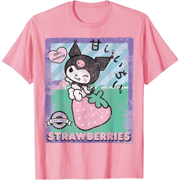 Kuromi Strawberry Picking Strawberries Farm DTG Print Unisex T-Shirt