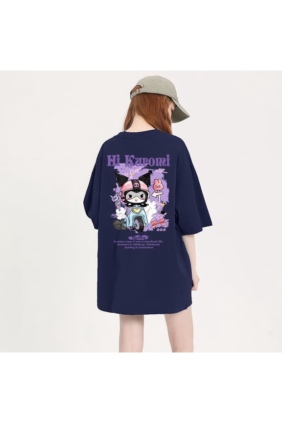 Kuromi T-Shirts Summer Clothes Women Cotton Short Sleeve Tee Shirt Kawaii Cartoon Casual Fashion Loose Tops New